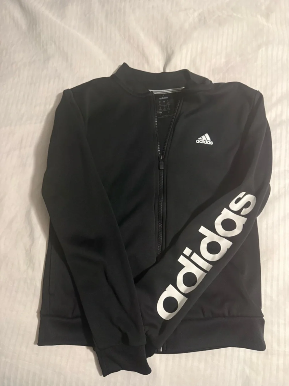 Adidas Black Jacket with White Logo Accents - Picture 1 of 2